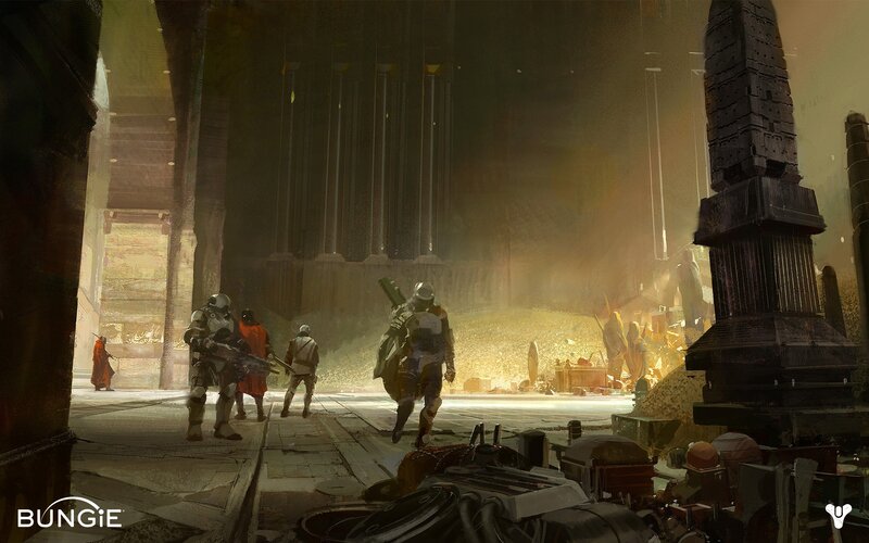 soldiers in a ruined hall