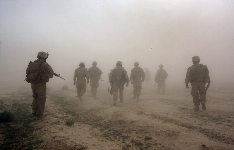 Soldiers in a sandstorm