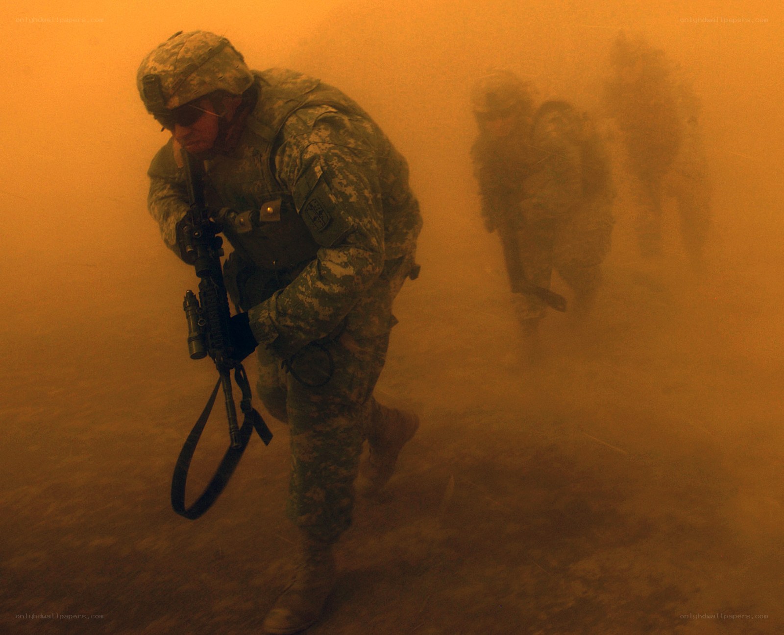Soldiers in a sandstorm