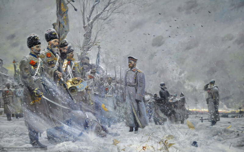 Soldiers in a snowy battle