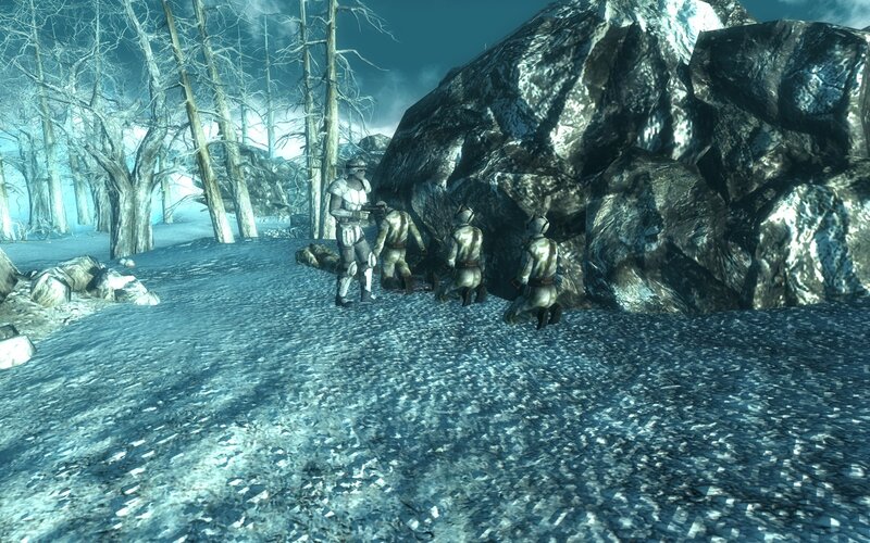 Soldiers in a snowy forest