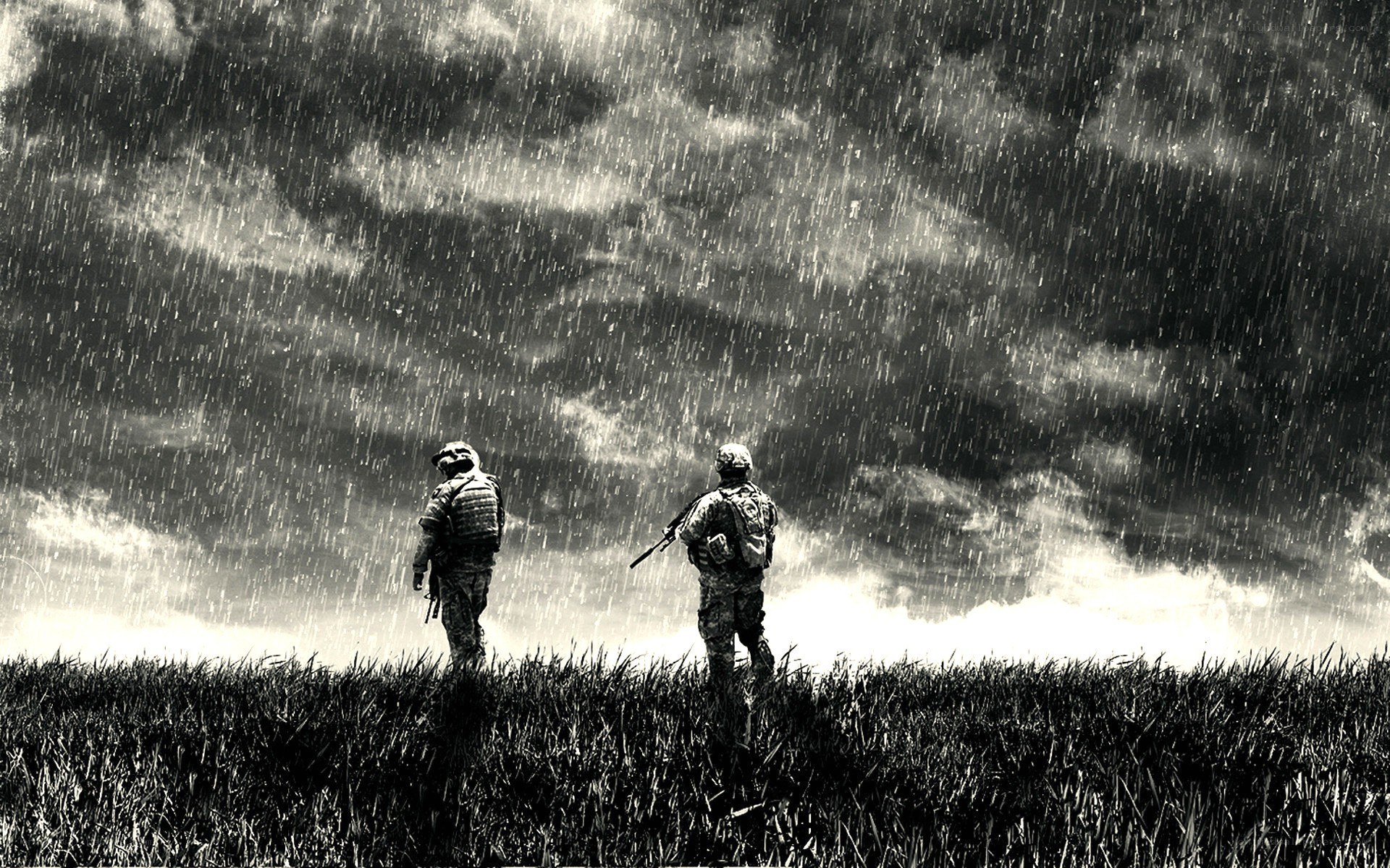 Soldiers in a storm
