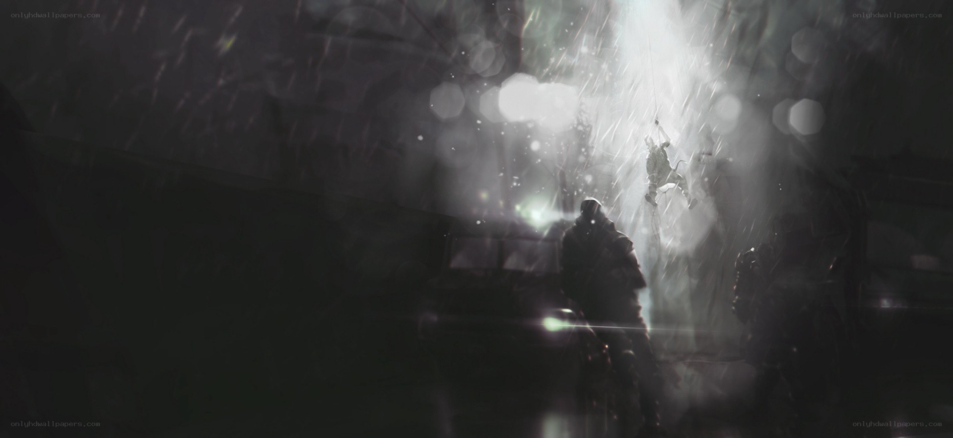 soldiers in a stormy night