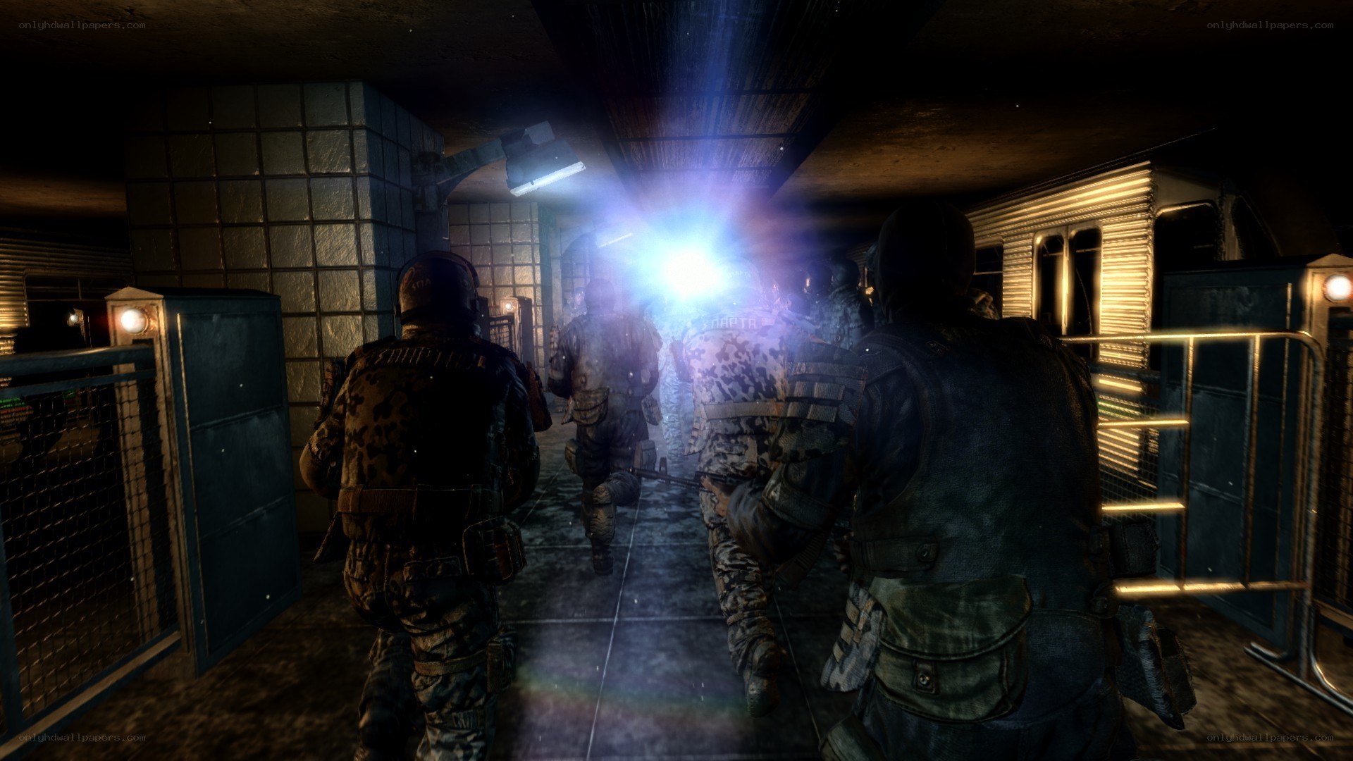 soldiers in a subway tunnel