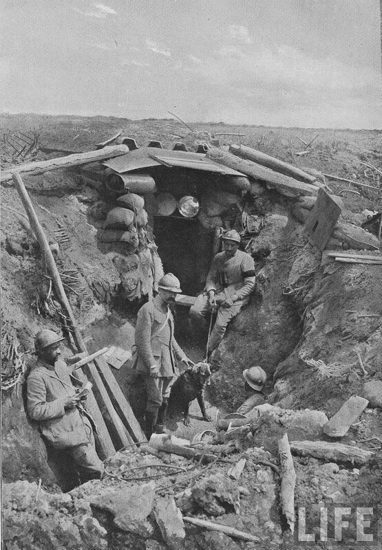 Soldiers in a trench bunker