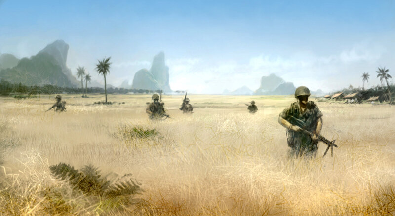 Soldiers in a tropical field