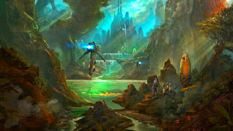 Soldiers in Alien Landscape — Green