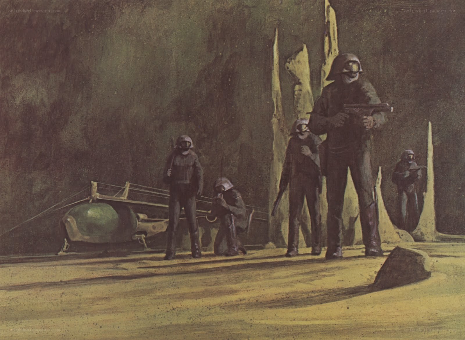 soldiers in alien landscape