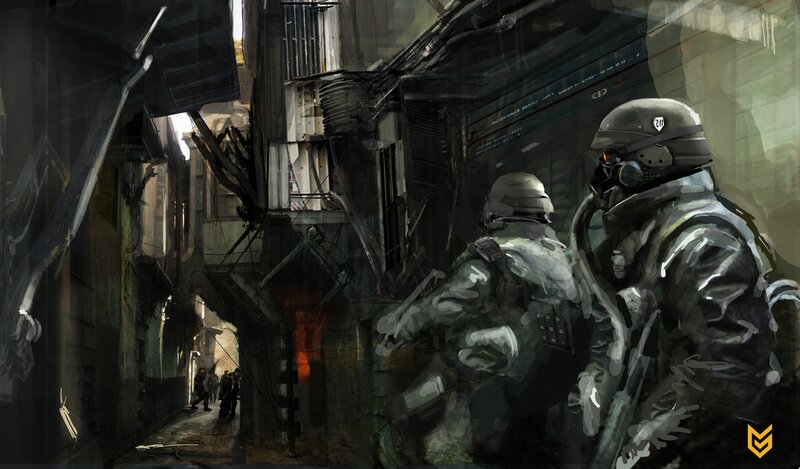 Soldiers in Alley — Gray