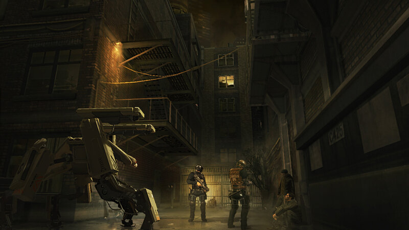 Soldiers in Alleyway — Brown