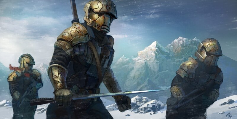 Soldiers in Armor — Blue, Dramatic, Winter
