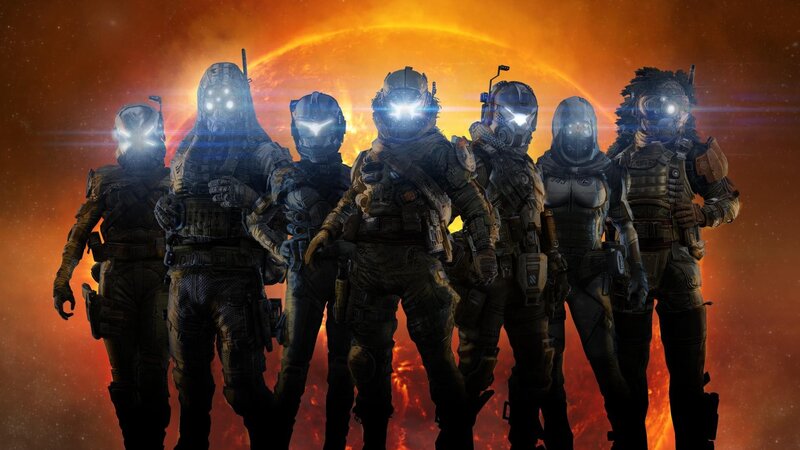 Soldiers in Armor — Orange, Dramatic, Digital Art