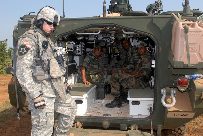 Soldiers in armored vehicle