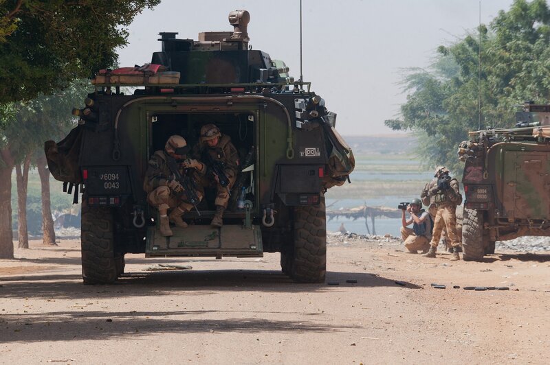 Soldiers in armored vehicle