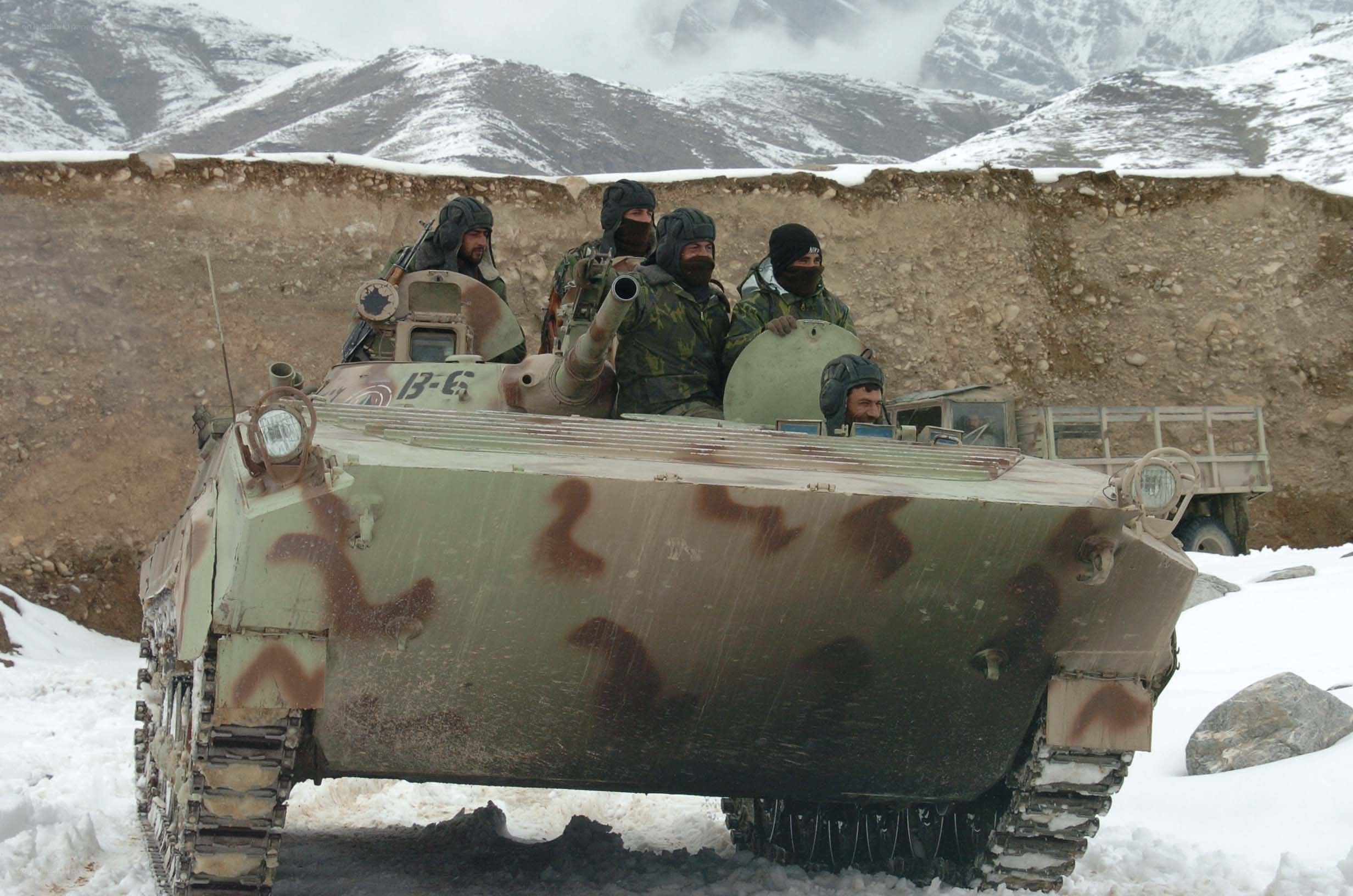 Soldiers in armored vehicle