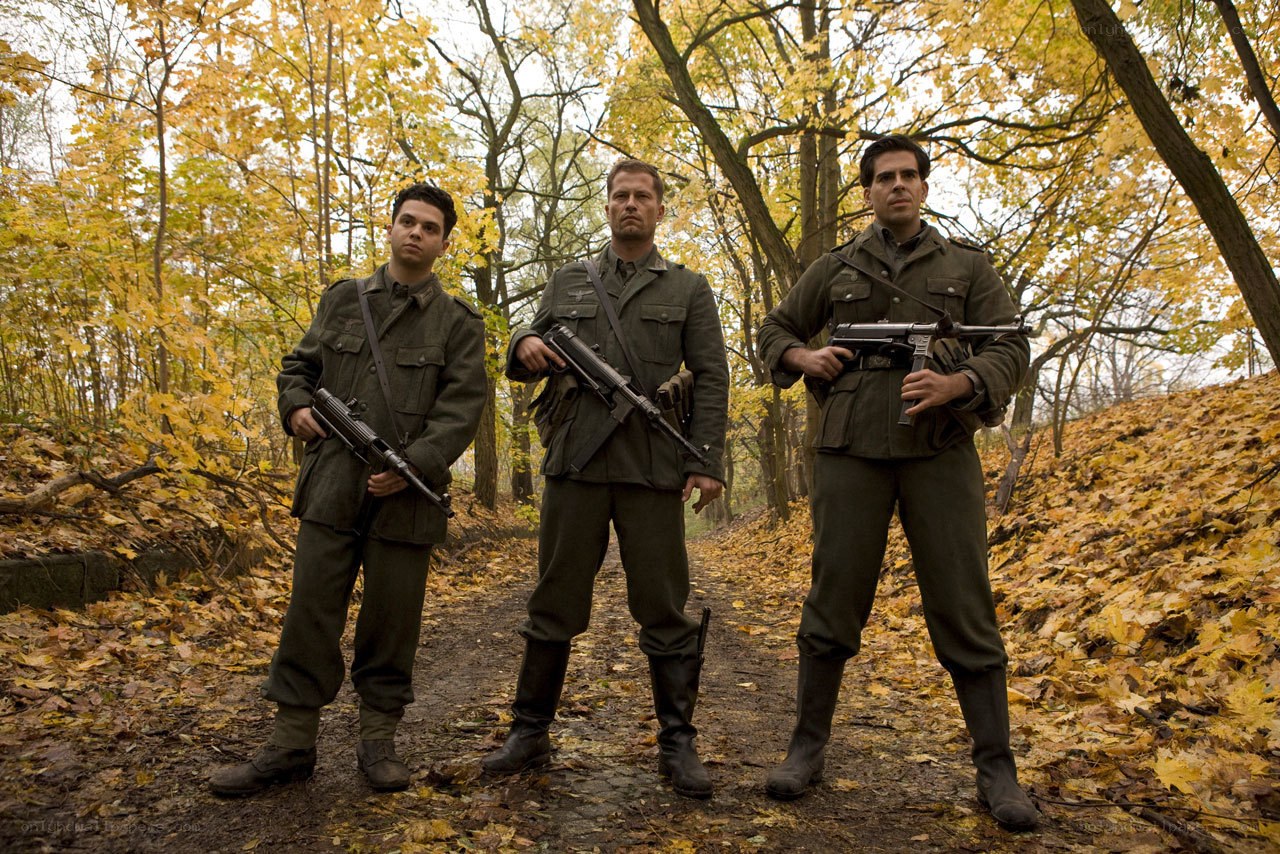 Soldiers in autumn forest