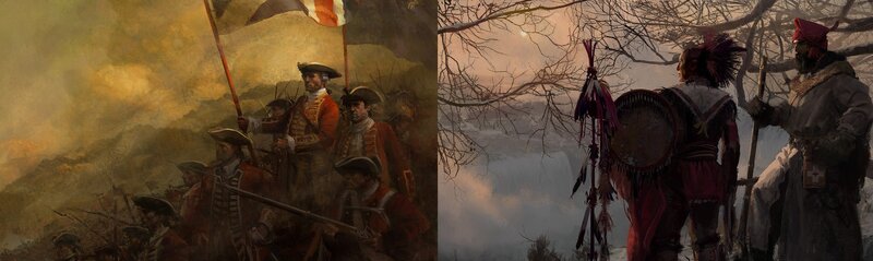 Soldiers in Battle — Brown, Dramatic, Winter, Painting