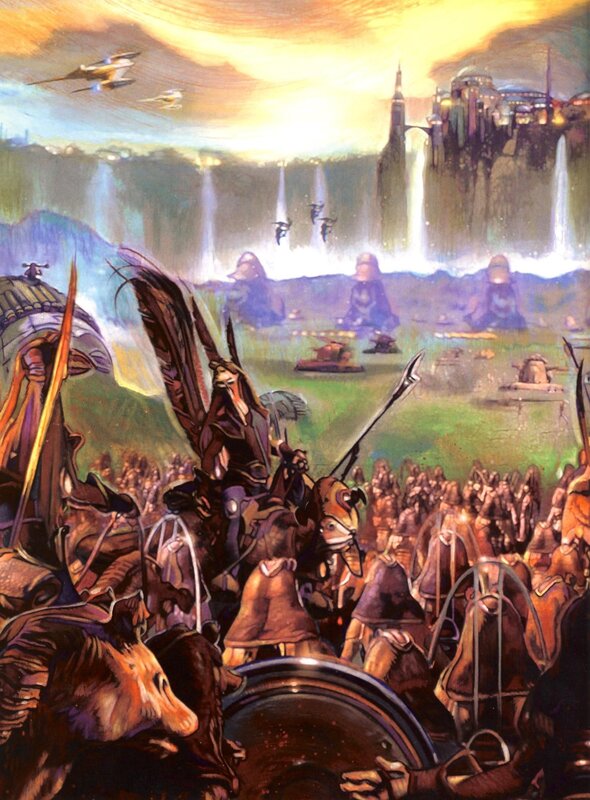 Soldiers in Battle — Green, Dramatic, Sunset, Illustration