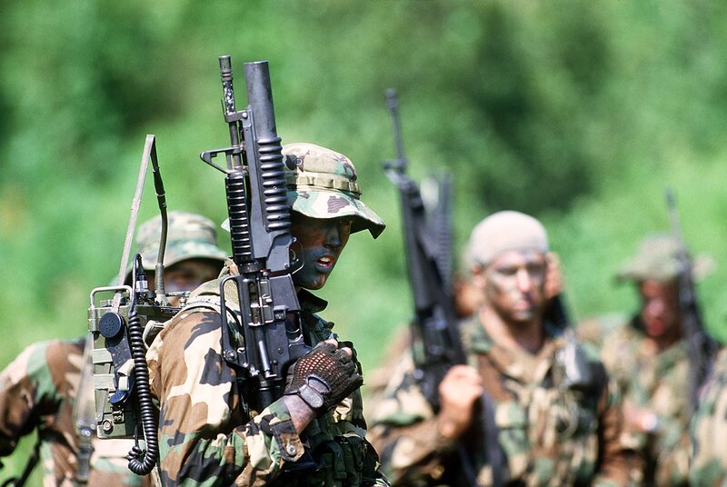 Soldiers in camouflage gear
