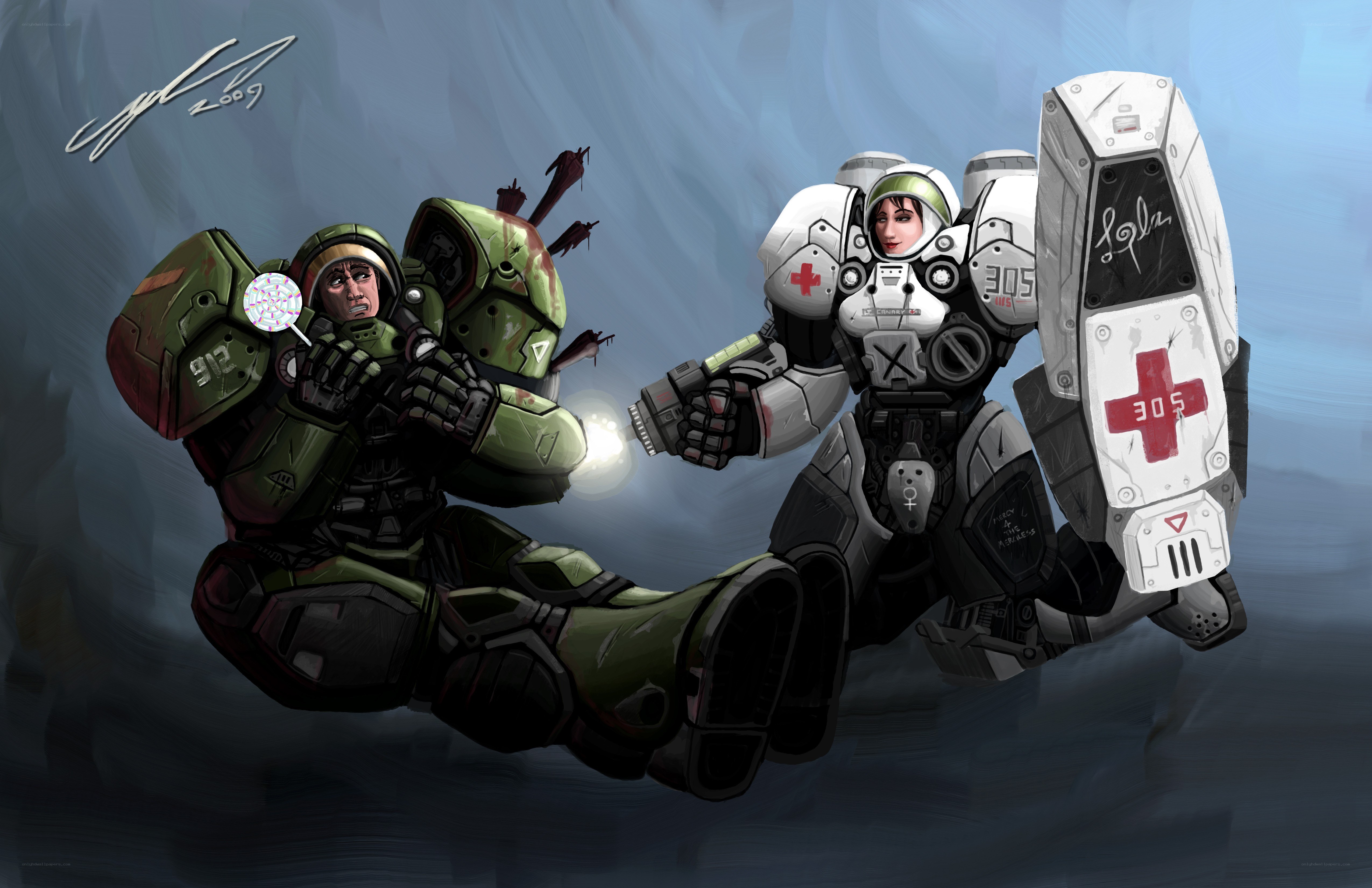 Soldiers in combat armor