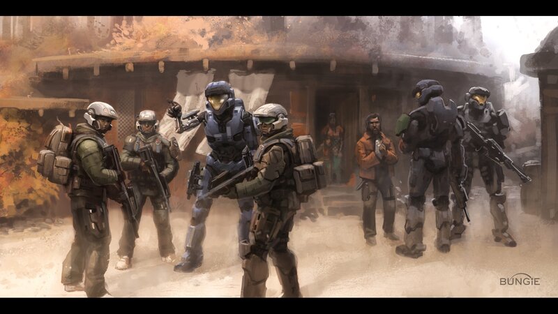 Soldiers in Combat Gear — Brown, Dramatic, Digital Art, Combat Armor