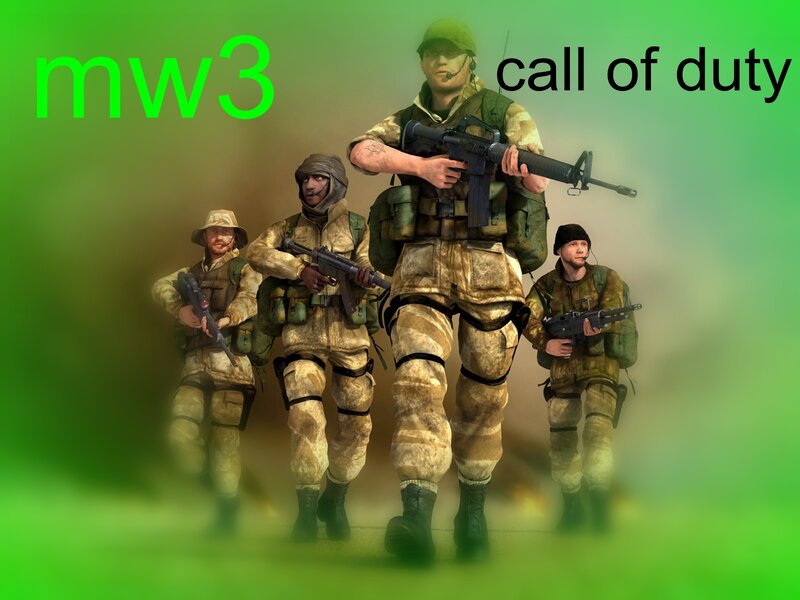 Soldiers in Combat Gear — Green, Dramatic, Digital Art, Guns