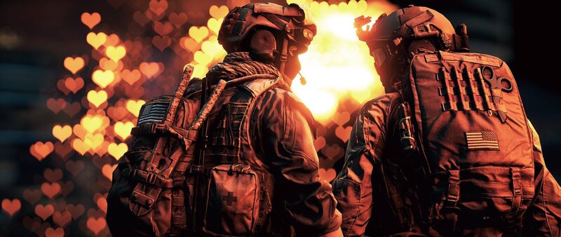 Soldiers in Combat Gear — Orange, Dramatic, Night