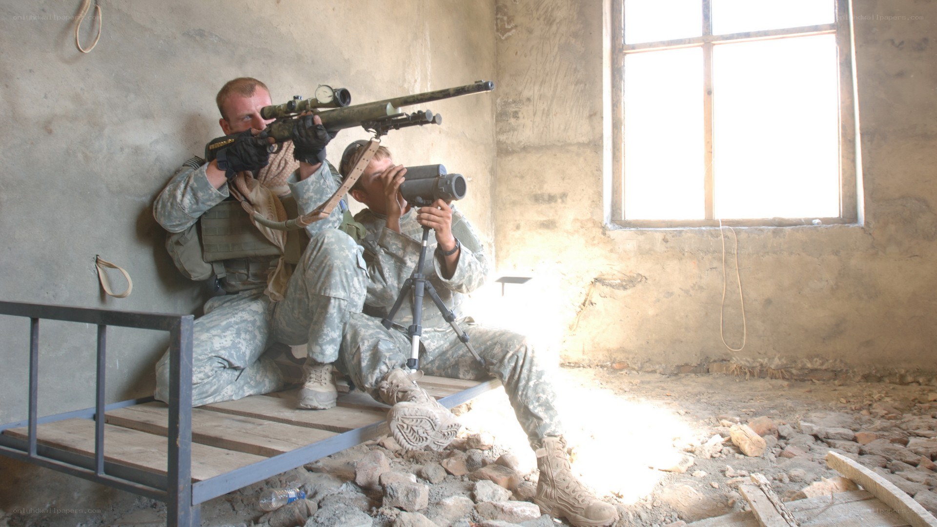Soldiers in combat position