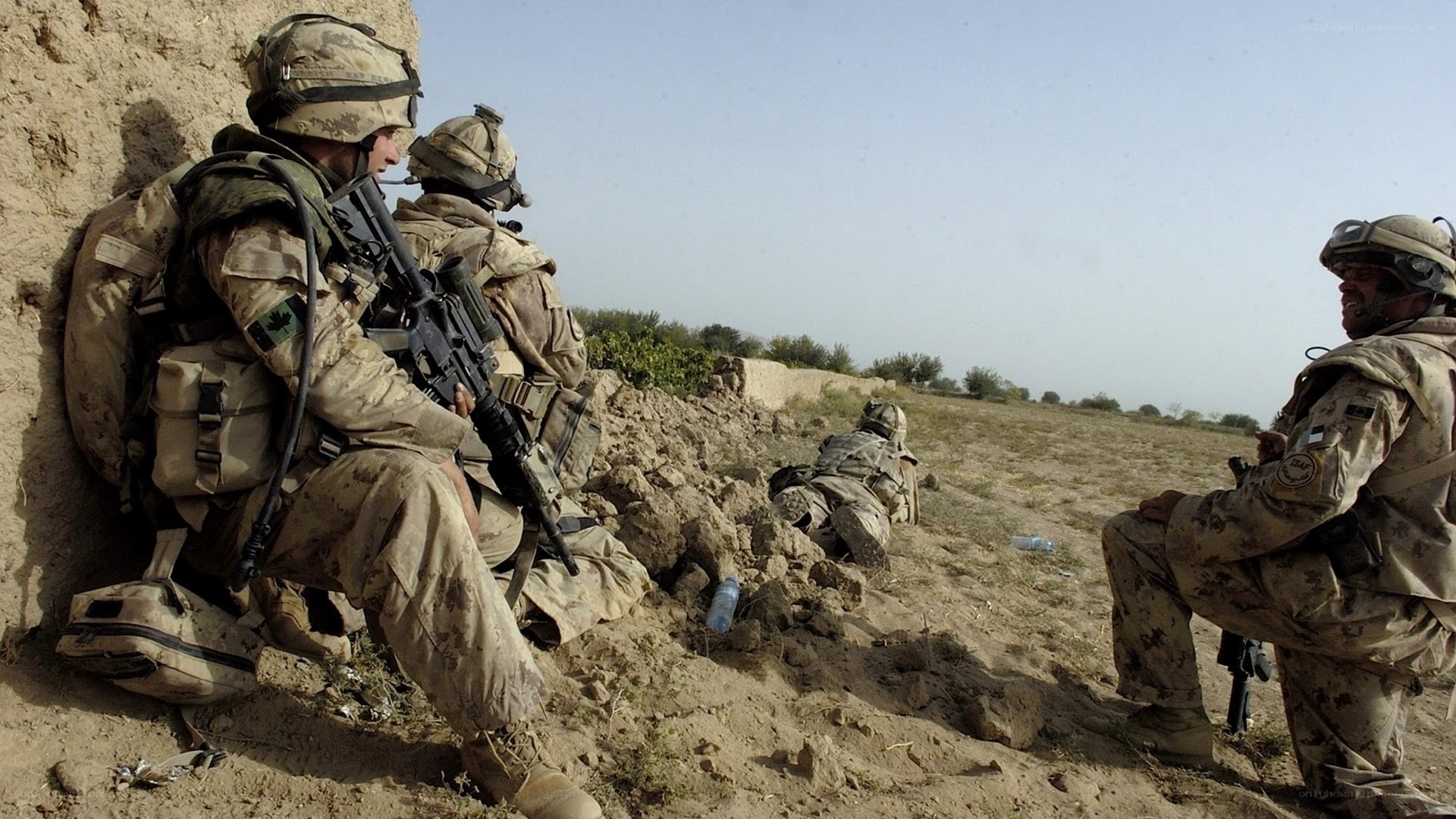 Soldiers in combat positions