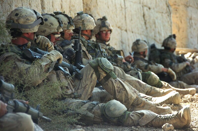Soldiers in combat positions