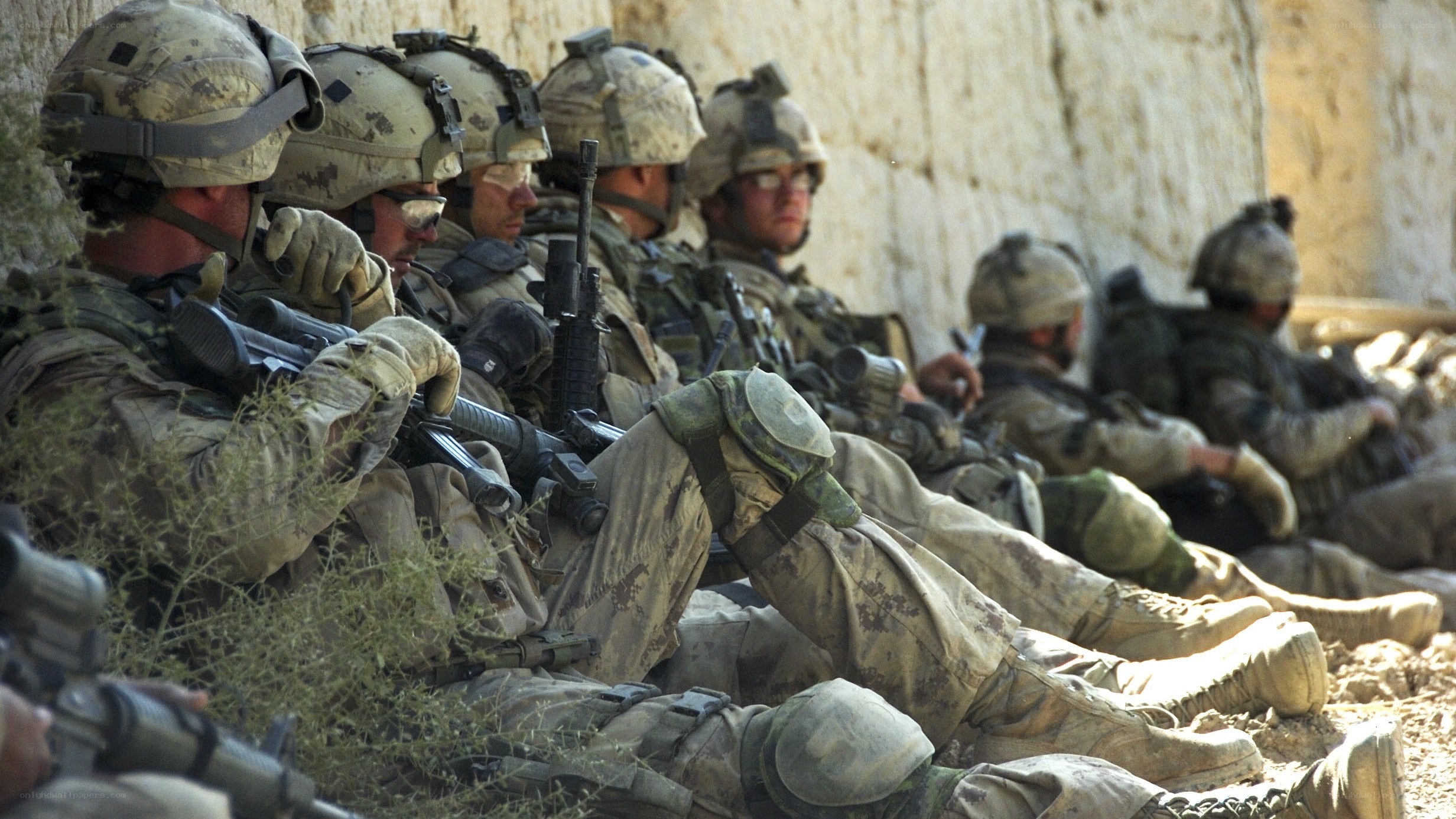 Soldiers in combat positions