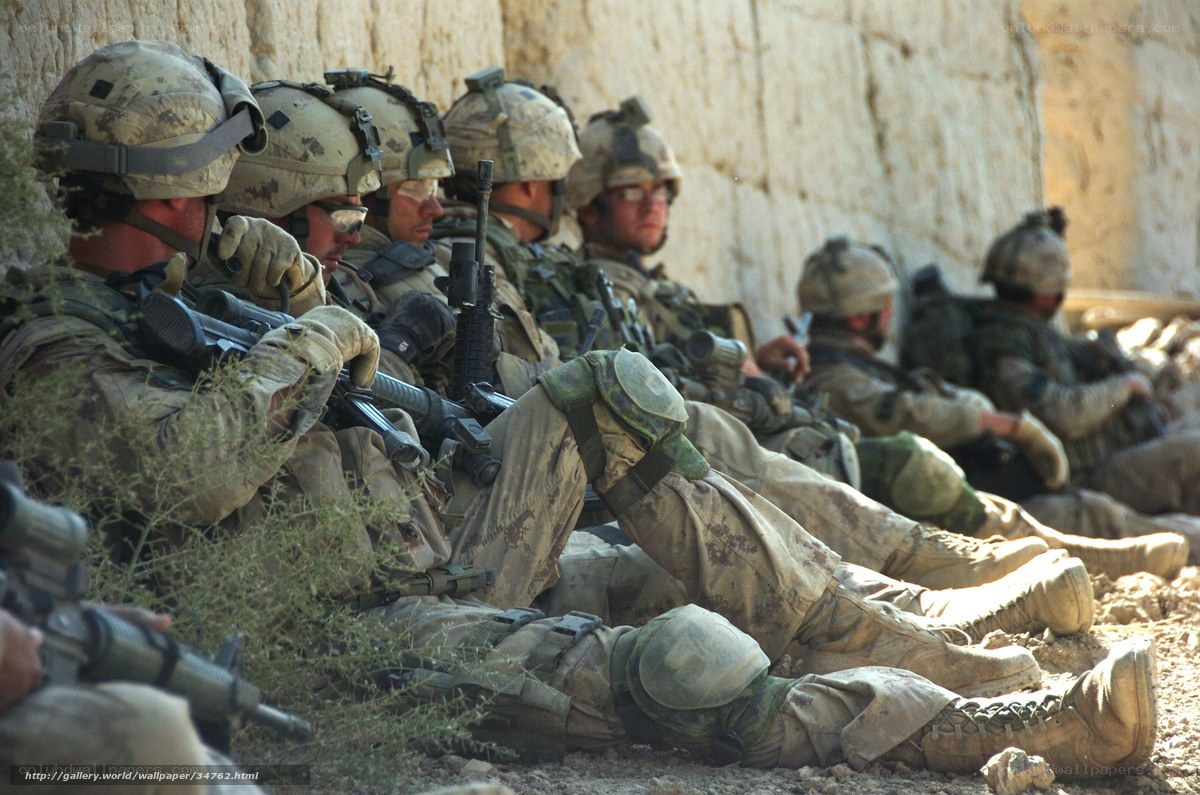 Soldiers in combat positions