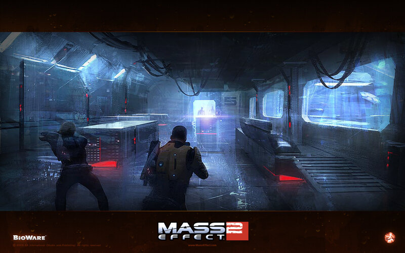 Soldiers in Corridor — Blue, Dramatic, Night, Digital Art, Sci-fi Corridor