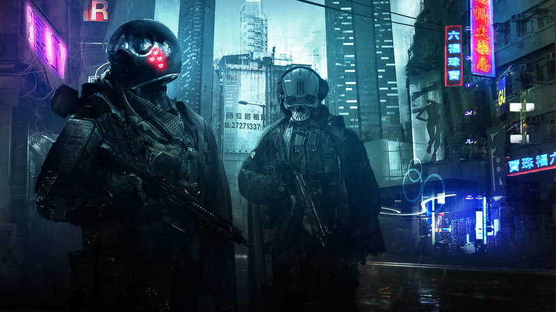Soldiers in Cyberpunk City