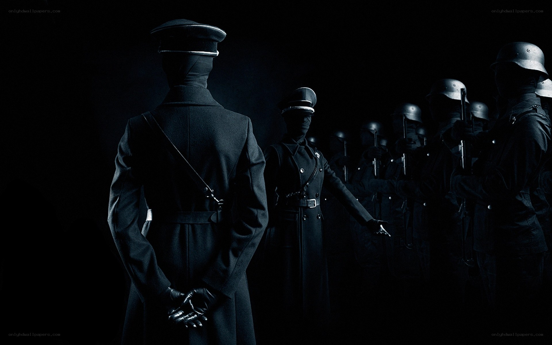 Soldiers in dark formation