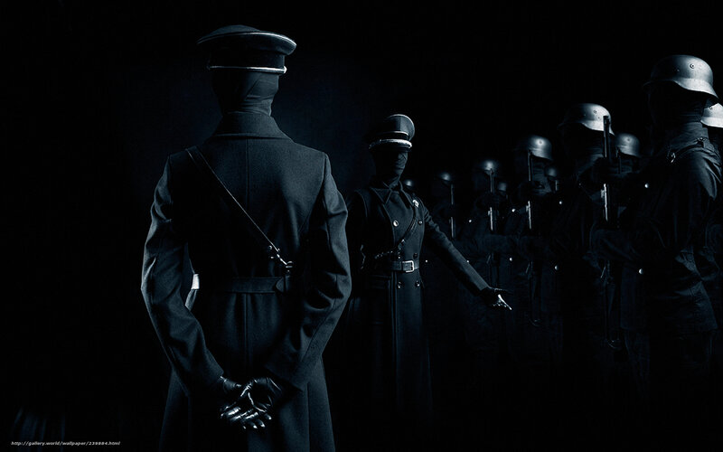 Soldiers in dark formation