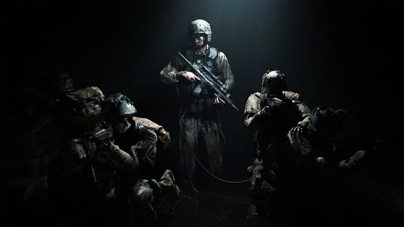 Soldiers in Dark Room