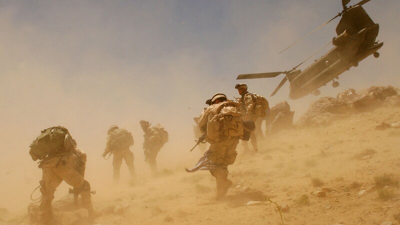 Soldiers in Desert — Brown, Dramatic, Afternoon