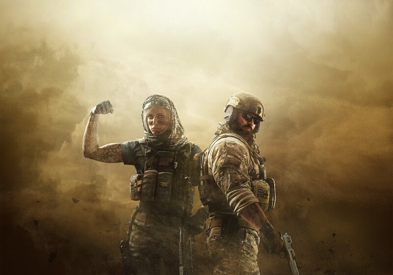 Soldiers in Desert — Brown, Dramatic, Digital Art, Tactical Gear