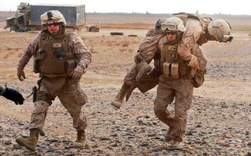 Soldiers in Desert — Brown, Tense, Photograph