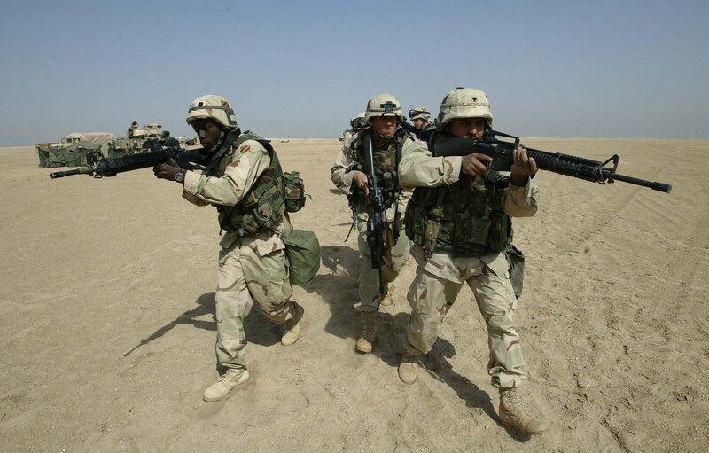 Soldiers in desert combat