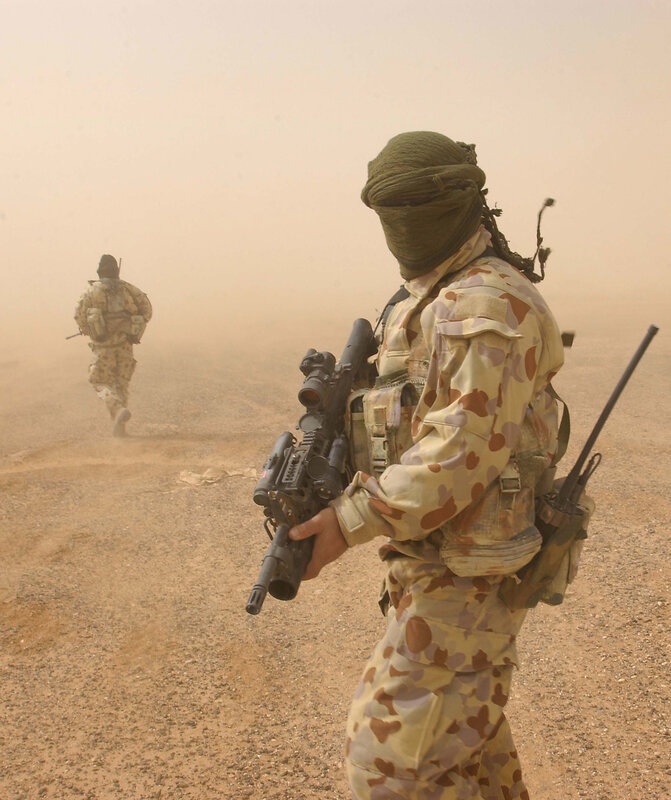 Soldiers in desert combat