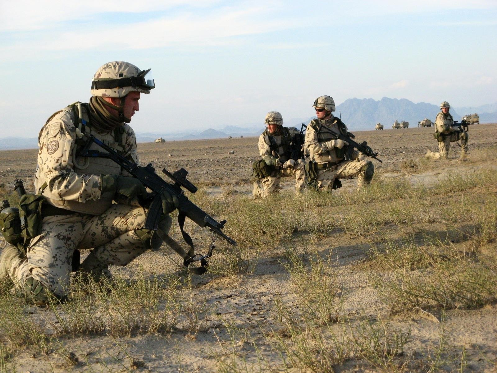 Soldiers in desert patrol