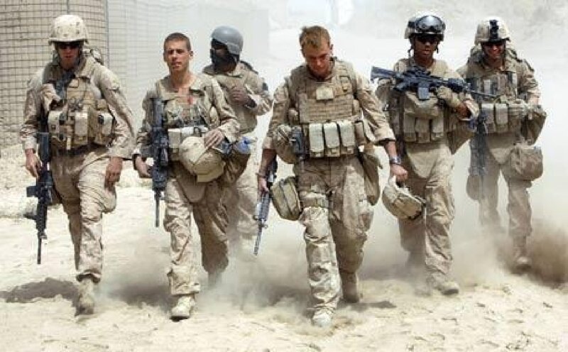 Soldiers in Desert — Tan, Tense