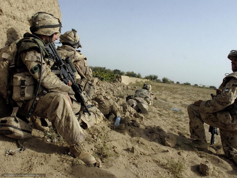 Soldiers in Desert Trench