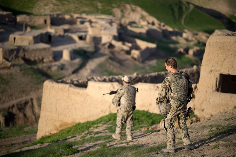 Soldiers in Desert Village