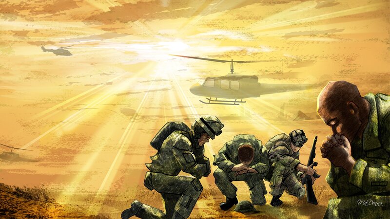 Soldiers in Desert — Yellow