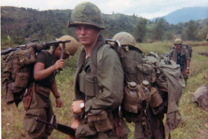 Soldiers in Field — Green, Serious, Photograph