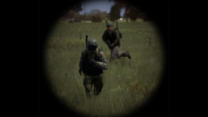 Soldiers in Field — Green, Tense, Afternoon