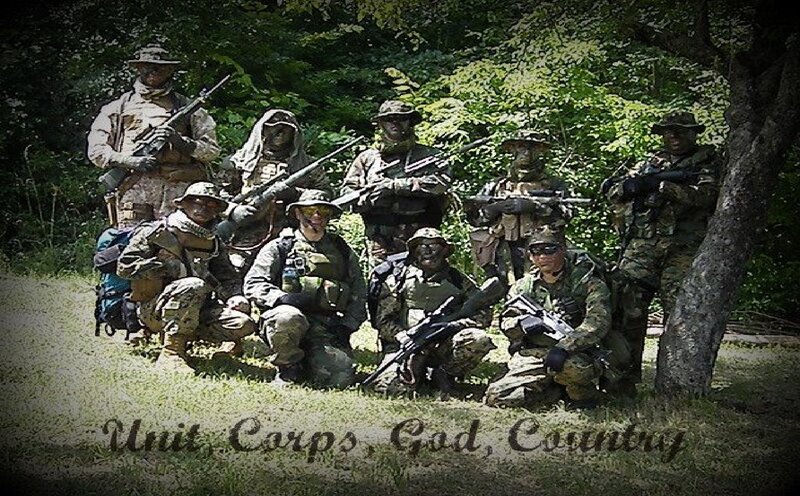 Soldiers in Forest — Green, Serious